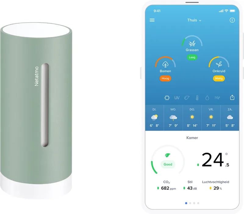 Slimme Binnenmodule – 2e Generatie – CO2 Meter & Hygrometer – Uitbreiding Weerstation – Werkt met Apple Home, Google & Alexa fra Netatmo i Mint – Slimme Binnenmodule – produktbillede