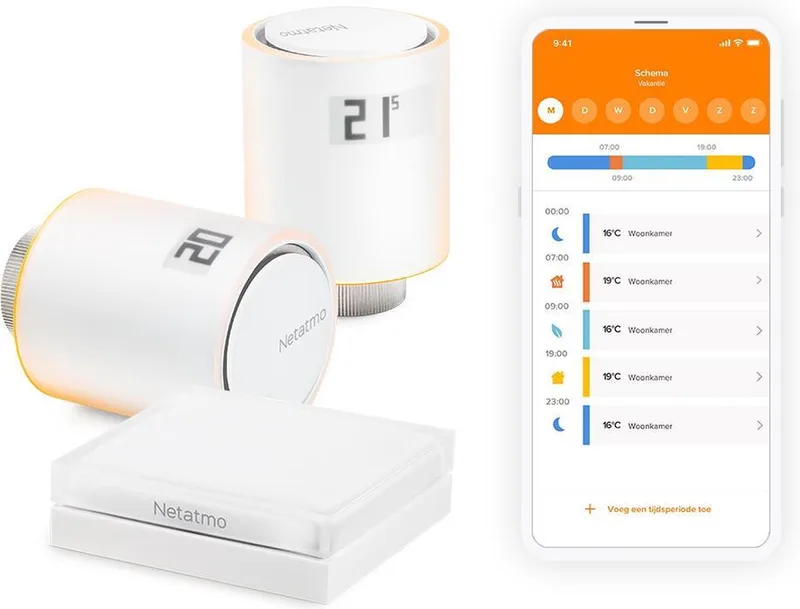 Slimme Radiatorknop Multi Room Starterpack – 2 Slimme Thermostaatknoppen - werkt met Google Home & Apple Homekit van Netatmo in Wit – productfoto