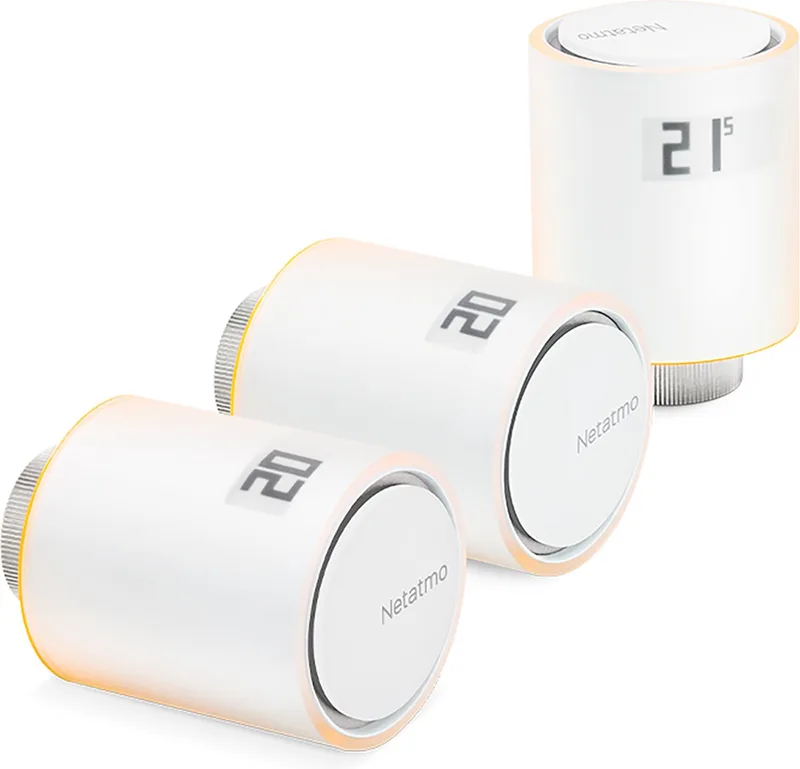 Slimme Radiatorknop – Slimme Thermostaatknop – 3 Stuks Uitbreiding - geschikt voor Google Home, Alexa & Apple HomeKit van Netatmo in Wit – productfoto