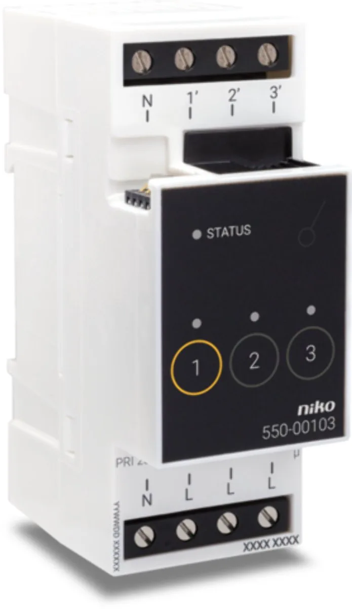 Home Control schakelmodule 3 kringen - 550-00103 van Niko in Wit – productfoto