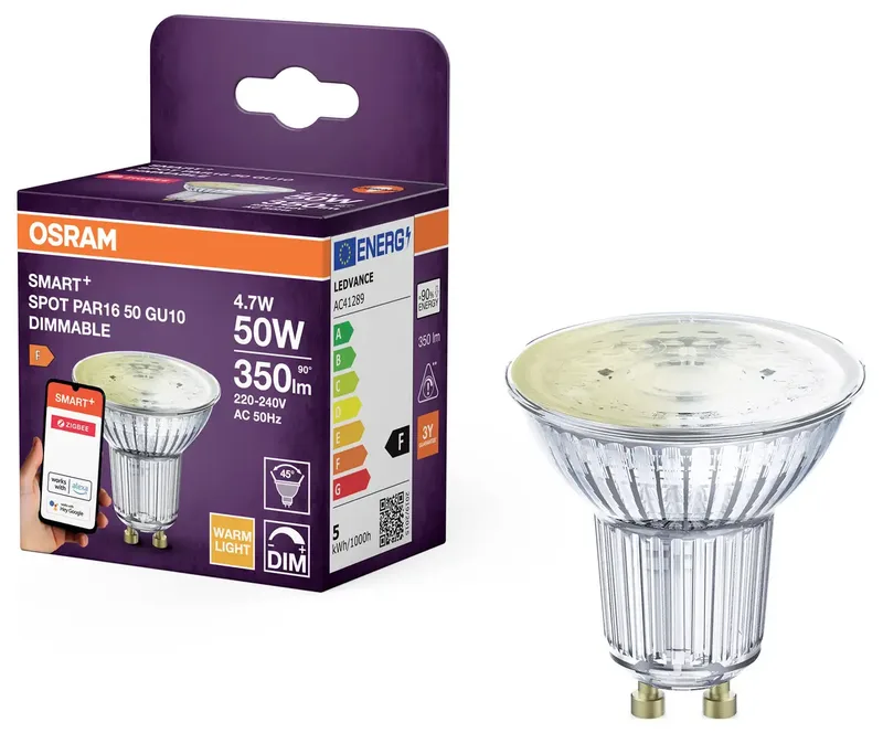 GU10 PAR16 LED Spot | 4.7W 2700K 220V/240V 827 350Lm | 45° Ø50mm Dimbaar van OSRAM SMART+ – productfoto 3 van 3