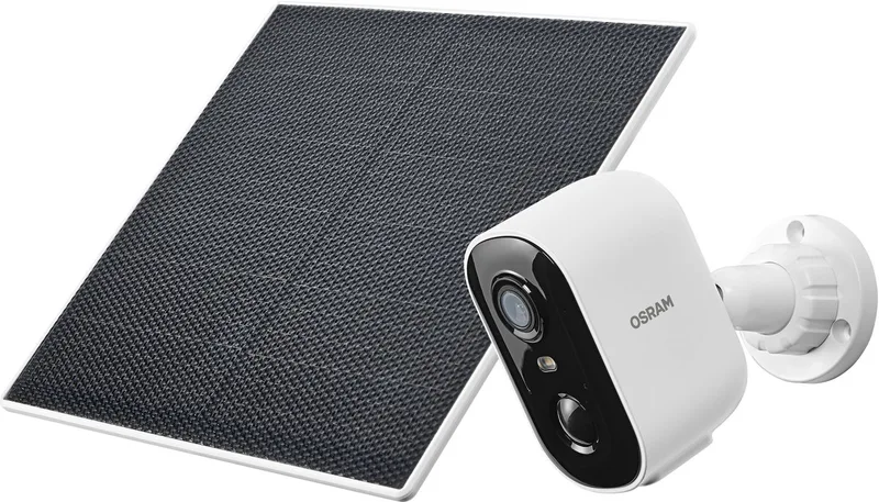 WiFi Buitencamera Solar, 4MP 2K IP66, 5200mAh Batterij, PIR Sensor, 6 Maanden, Alexa Compatibel van OSRAM SMART+ in Wit – productfoto