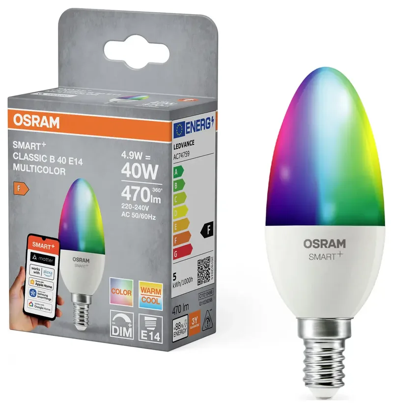 WiFi LED lamp E27, G95 14W mat CCT RGB van OSRAM SMART+ – productfoto 2 van 2