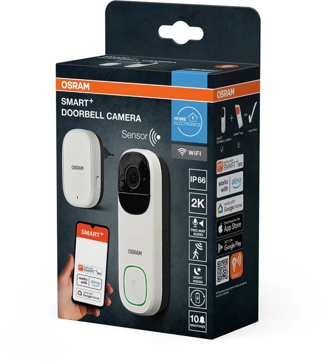 WiFi Videodeurbel 3MP 2K, PIR-sensor, 5200mAh-batterij, deurbel, 160°-hoek, Alexa-compatibel