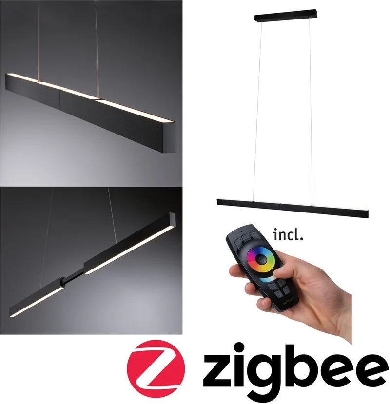 LED-hanglamp Smart Home Zigbee 3.0 Aptare 2700K dimbaar 2x2400lm 2x18W van Paulmann in Zwart geborsteld – productfoto