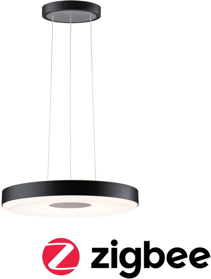 LED-hanglamp Smart Home Zigbee 3.0 Puric Pane 2700K 1200lm / 700lm 11W / 7W Zwart, Grijs dimbaar van Paulmann in Zwart, Grijs – productfoto