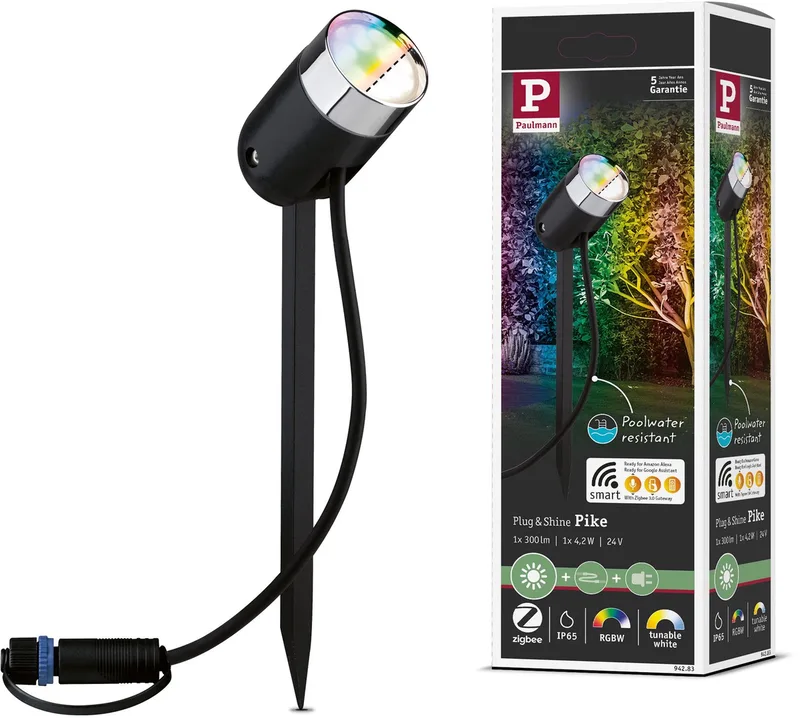 Plug & Shine LED-tuinspots Smart Home Zigbee 3.0 Pike Losse spot IP65 RGBW+ 4,5W van Paulmann in Antraciet – productfoto