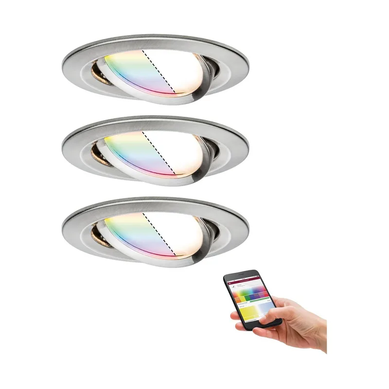 Smart Friends spot Nova Plus per3set RGBW fra Paulmann i Geborsteld ijzer – produktbillede
