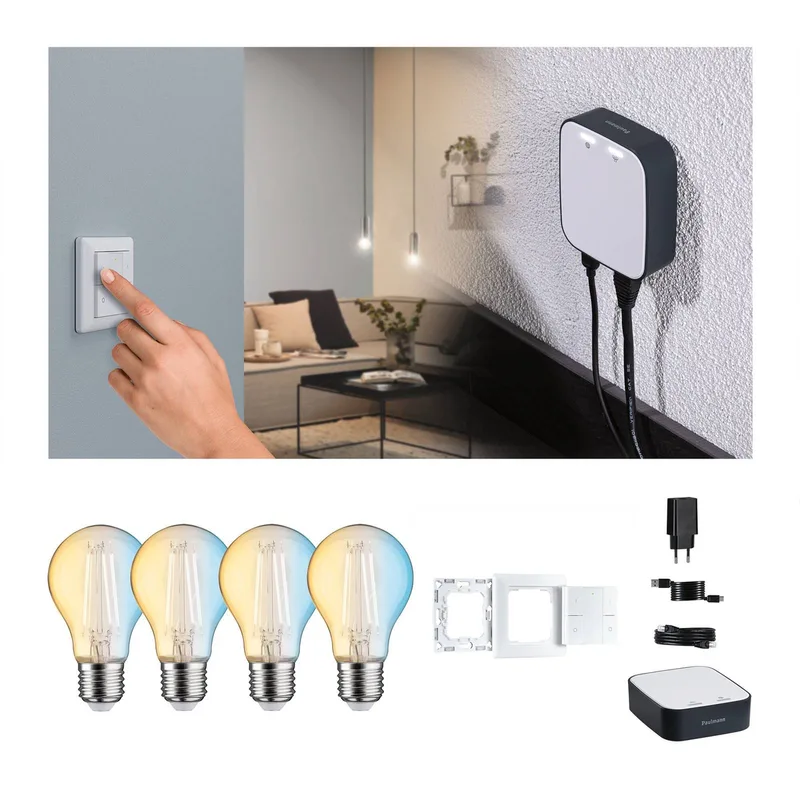 Smart Home Set ZigBee 4x E27 7W LED Filament CCT van Paulmann – productfoto