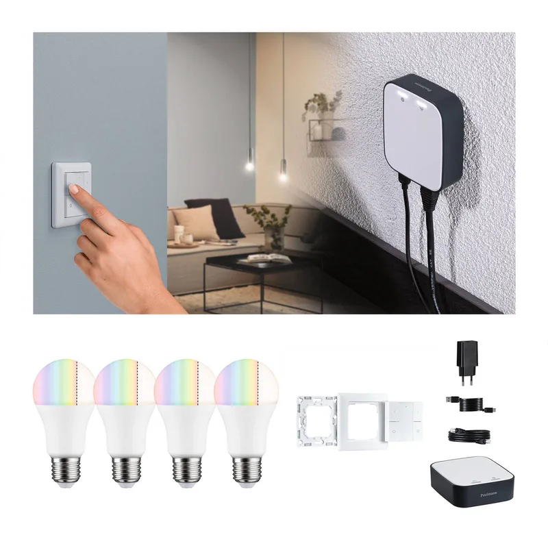 Smart Home Set ZigBee 4x E27 9,3W LED mat RGBW by Paulmann – product photo