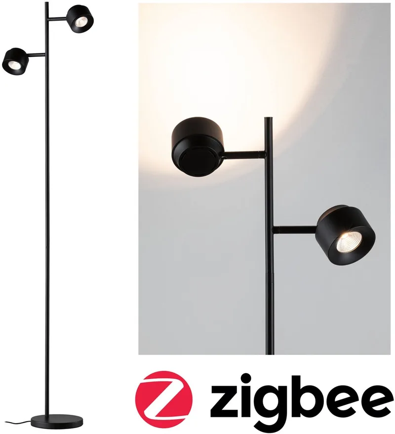 Staande LED-lamp Smart Home Zigbee 3.0 Pane 2700K 2x300lm 2x3W by Paulmann in Black – product photo