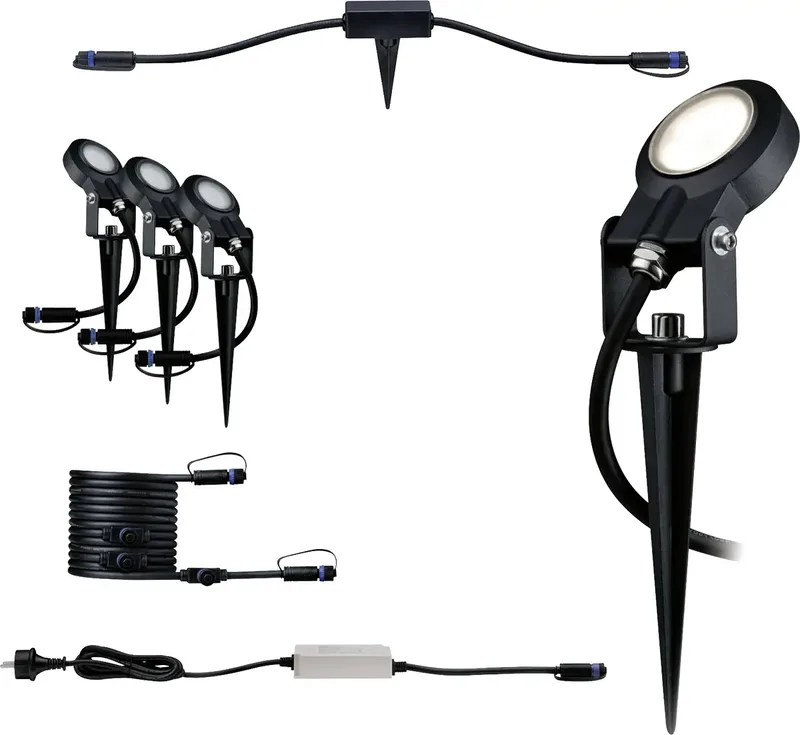 Sting Beleuchtungssystem Plug & Shine ZigBee LED-Gartenstrahler-Starter-Set 3er Set LED 18 W Warmweiß Anthrazit by Paulmann – product photo