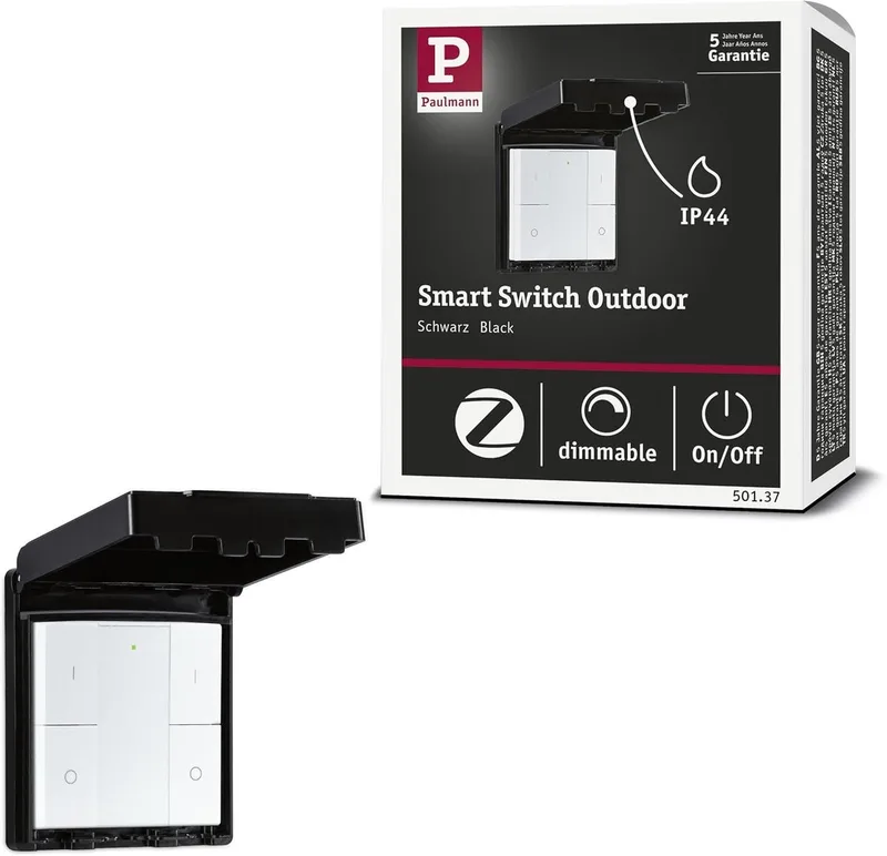 Wandschakelaar Smart Home Zigbee 3.0 On/Off/Dimm Outdoor by Paulmann in Black – product photo