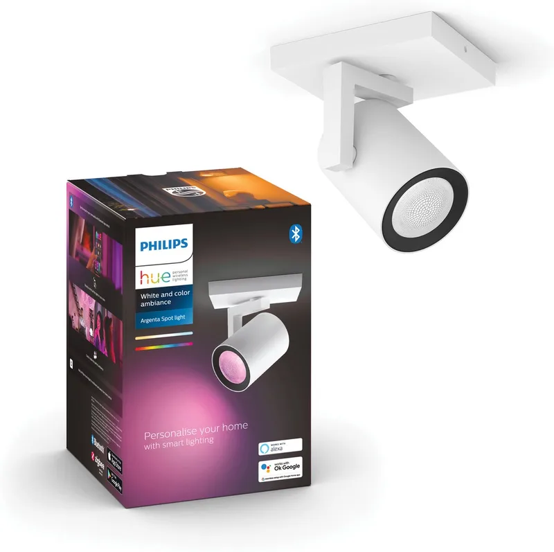 Argenta opbouwspot - wit en gekleurd licht - 1-spot - wit van Philips Hue in Wit – productfoto