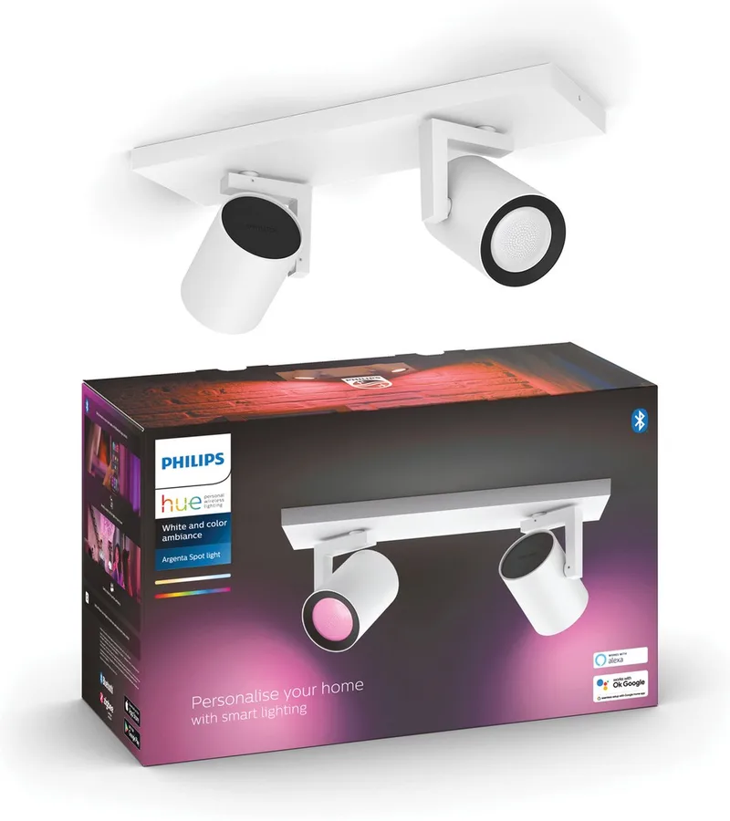 Argenta opbouwspot - wit en gekleurd licht - 2-spots - wit van Philips Hue in Wit – productfoto
