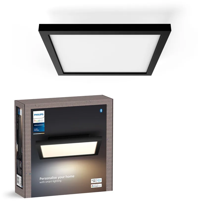 Aurelle - vierkante LED plafondlamp - aanpasbaar wit licht - Ø 300mm - slimme verlichting von Philips Hue in Schwarz – Produktfoto