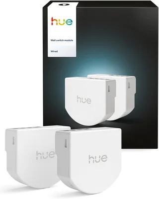 bedrade wandschakelaar - bevat 2 modules - zonder batterijen, nuldraad vereist - slimme verlichting ​ van Philips Hue in Wit – productfoto 1 van 2