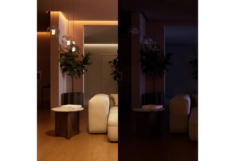 bedrade wandschakelaar voor niet-slimme lampen - bevat 1 module, voor 2 kanalen - zonder batterijen - nuldraad vereist ​ - maakt niet-slimme lampen slim - slimme verlichting van Philips Hue in Wit – productfoto 4 van 5
