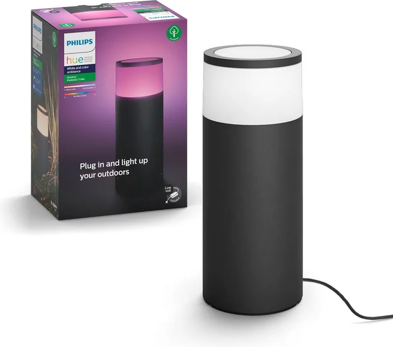 Calla sokkellamp - wit en gekleurd licht - laag - basis von Philips Hue in Schwarz – Produktfoto