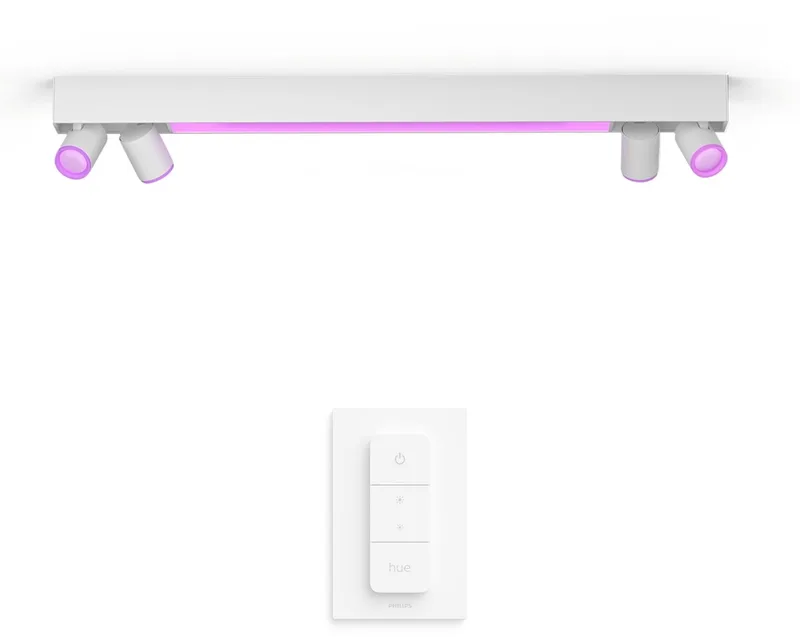 Centris Opbouwspot (Wit) - Wit en Gekleurd Licht - Plafondspot met 4 Lichtpunten en LED balk - Incl. Hue Dimmer Switch - Hue White and Color Ambiance von Philips Hue in Weiß – Produktfoto