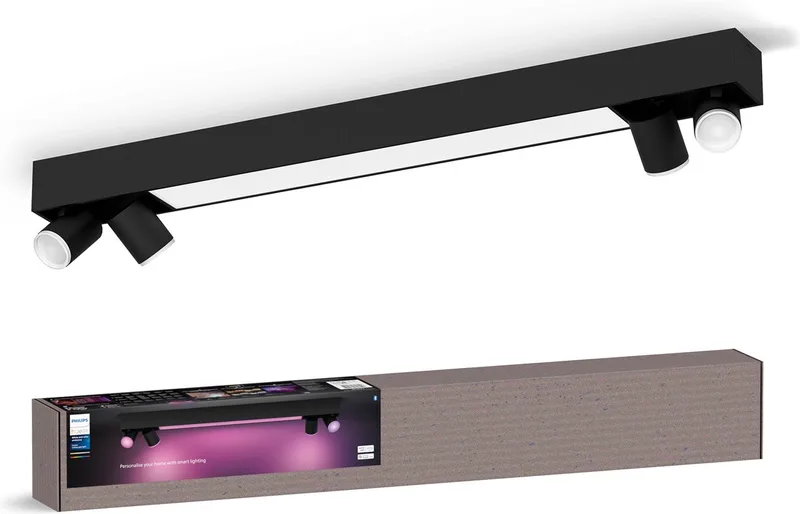 Centris - spot en plafondlamp - GU10 en geïntegreerde LED - 4 spots en ceiling - aanpasbaar wit en gekleurd licht - slimme verlichting by Philips Hue in Black – product photo