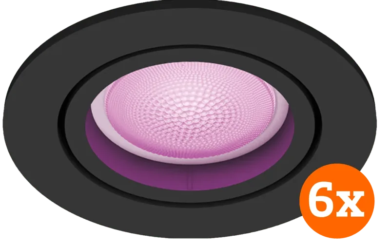 Centura inbouwspot White and Color - rond - Zwart - 6-pack van Philips Hue – productfoto