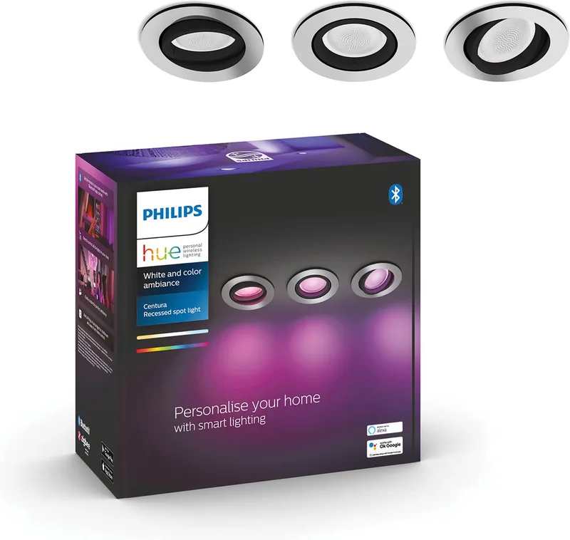 Centura inbouwspot - wit en gekleurd licht- 3-pack - aluminium - rond - GU10 van Philips Hue in Zilver – productfoto