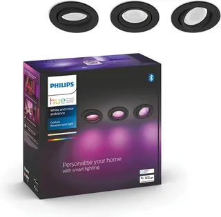 Centura inbouwspot - wit en gekleurd wit - 3-pack - rond - GU10 van Philips Hue in Zwart – productfoto 1 van 3