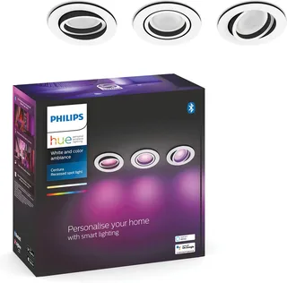 Centura - LED inbouwspot - bevat 3 LED inbouwspots incl. lamp - aanpasbaar wit en gekleurd licht - wit - Ø 900mm - slimme verlichting van Philips Hue in Wit – productfoto 1 van 3