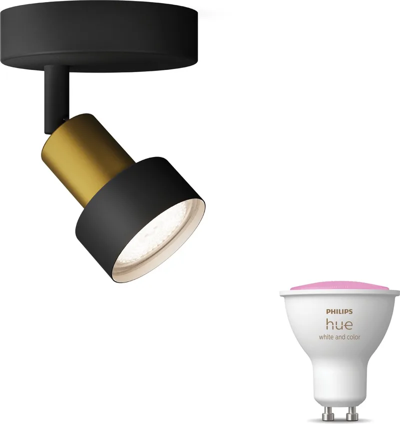 Conduit Opbouwspot - Wit en Gekleurd Licht - Wandspot of Plafondspot met 1 Lichtpunt - GU10 - Hue White and Color Ambiance by Philips Hue in Black, Gold – product photo