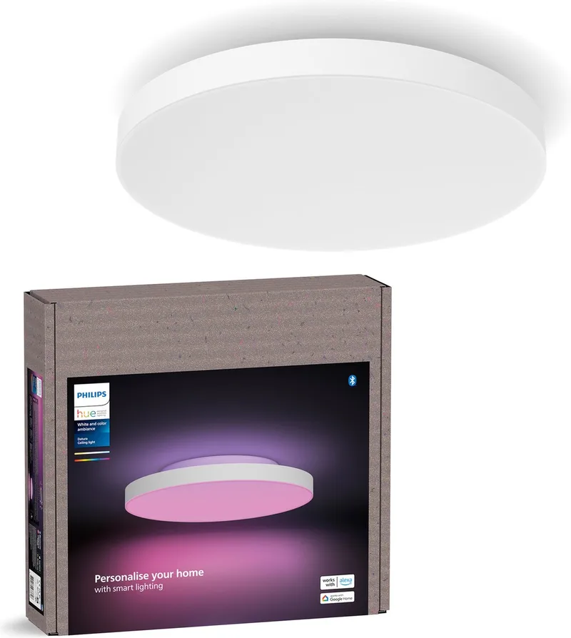 Datura - ronde LED plafondlamp - wit - aanpasbaar wit en gekleurd licht - Ø 574mm - slimme verlichting de Philips Hue en Blanc – photo produit