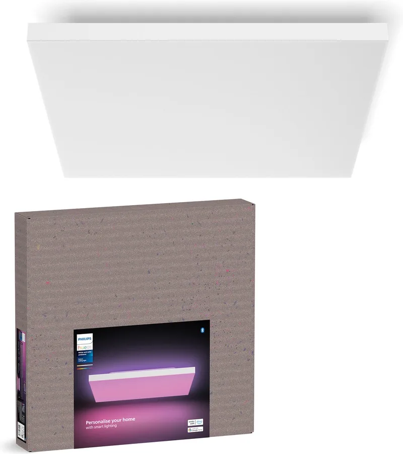 Datura - vierkante LED plafondlamp - wit - aanpasbaar wit en gekleurd licht - Ø 600mm - slimme verlichting by Philips Hue in White – product photo