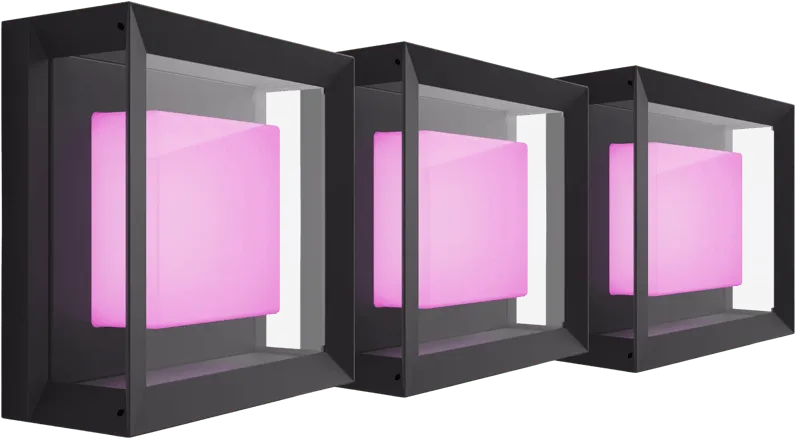 Econic muurlamp White and Color Zwart modern 3-pack van Philips Hue – productfoto