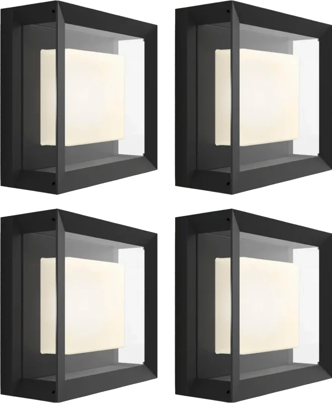 Econic muurlamp White and Color Zwart modern 4-pack de Philips Hue – photo produit