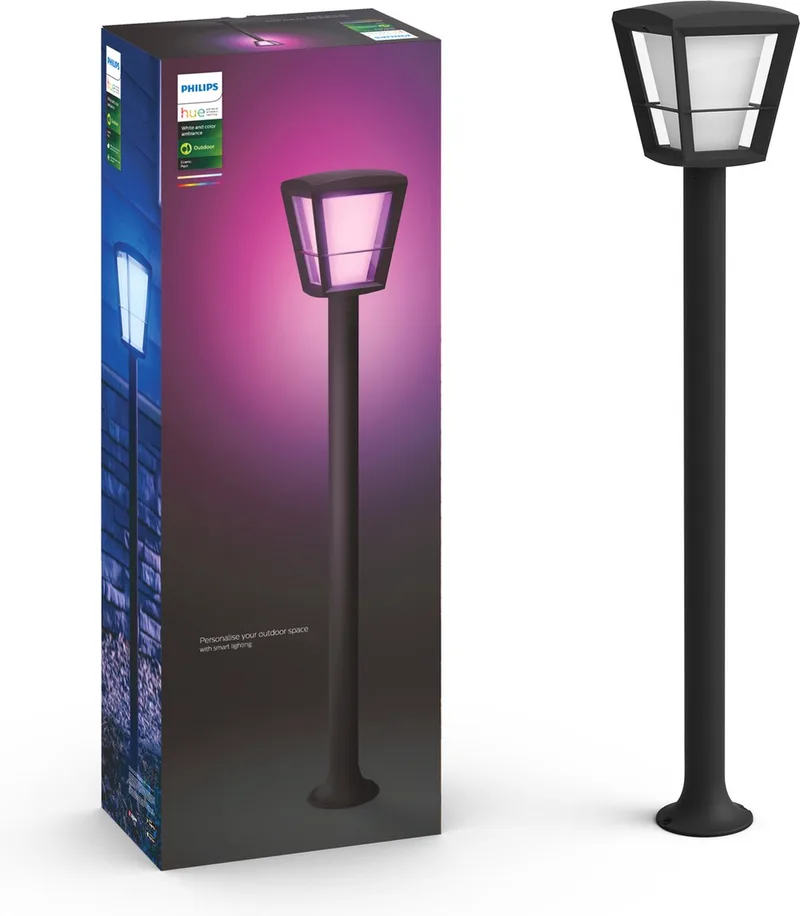 Econic sokkellamp - wit en gekleurd licht - hoog de Philips Hue en Noir – photo produit