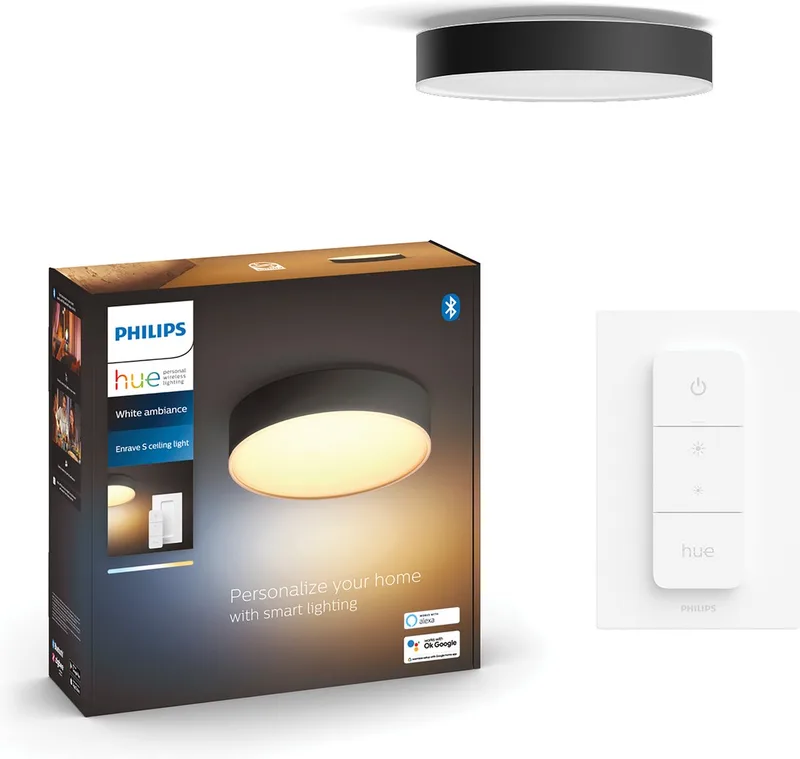 Enrave - ronde LED plafondlamp - aanpasbaar wit licht - Ø 425mm - slimme verlichting de Philips Hue en Noir – photo produit
