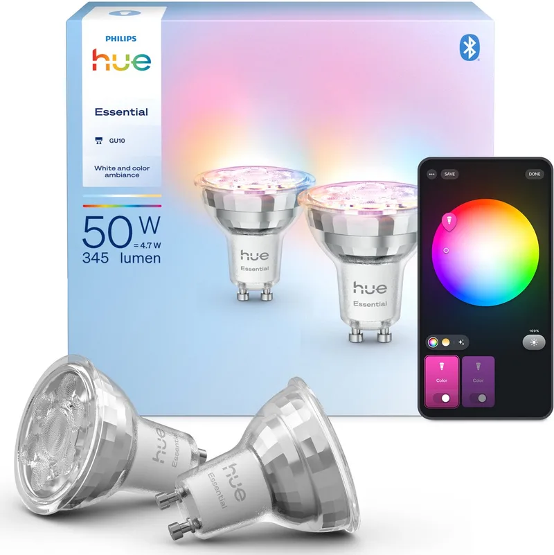 Essential Slimme LED GU10 Spotlight - Wit en gekleurd licht - 2-pack by Philips Hue – product photo