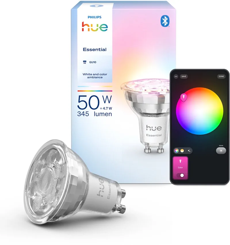 Essential Slimme LED GU10 Spotlight - Wit en gekleurd licht van Philips Hue – productfoto 1 van 5