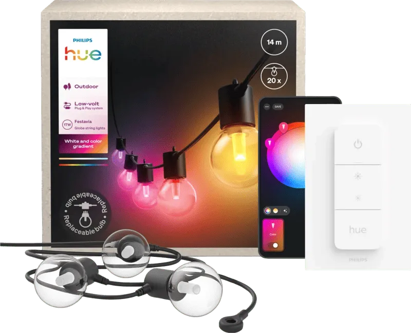 Festavia Globe Lichtsnoer - 14 meter + Dimmer van Philips Hue – productfoto