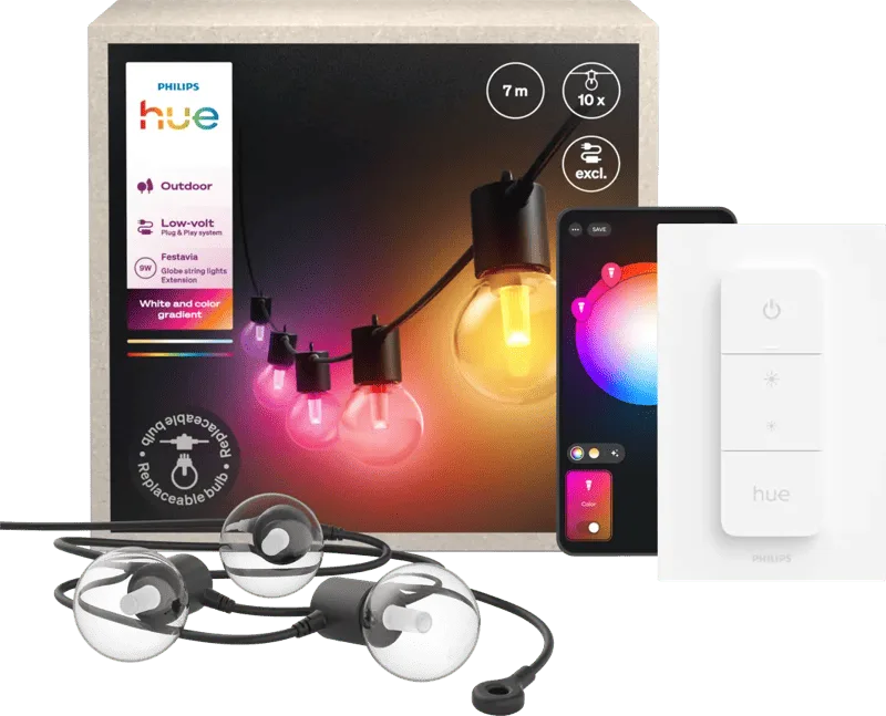 Festavia Globe Lichtsnoer - 7 meter - Uitbreiding + Dimmer de Philips Hue – photo produit