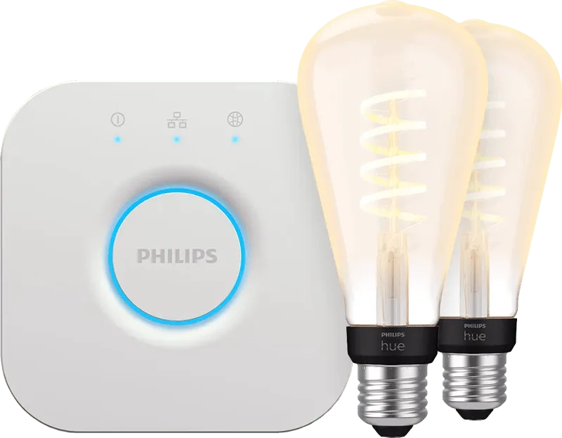 Filament White Ambiance Edison XL 2-Pack + Bridge de Philips Hue – photo produit