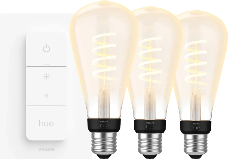 Filament White Ambiance Edison XL 3-pack + dimme de Philips Hue – photo produit