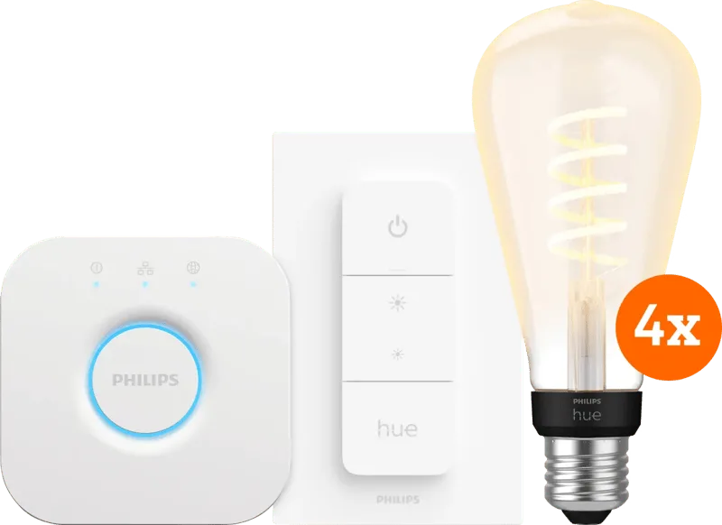 Filament White Ambiance Edison XL 4-Pack Startpakket von Philips Hue – Produktfoto