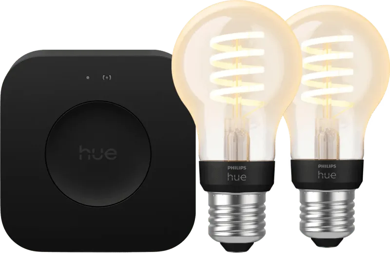 Filament White Ambiance Standaard Duo Pack + Bridge Pro van Philips Hue – productfoto