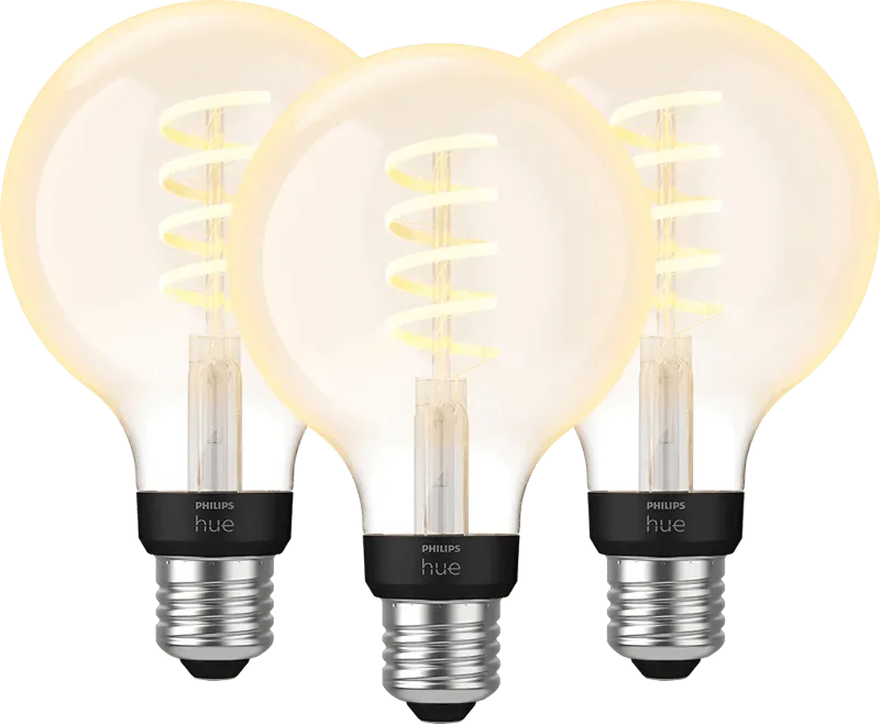 Filamentlamp White Ambiance Globe E27 3-pack van Philips Hue – productfoto