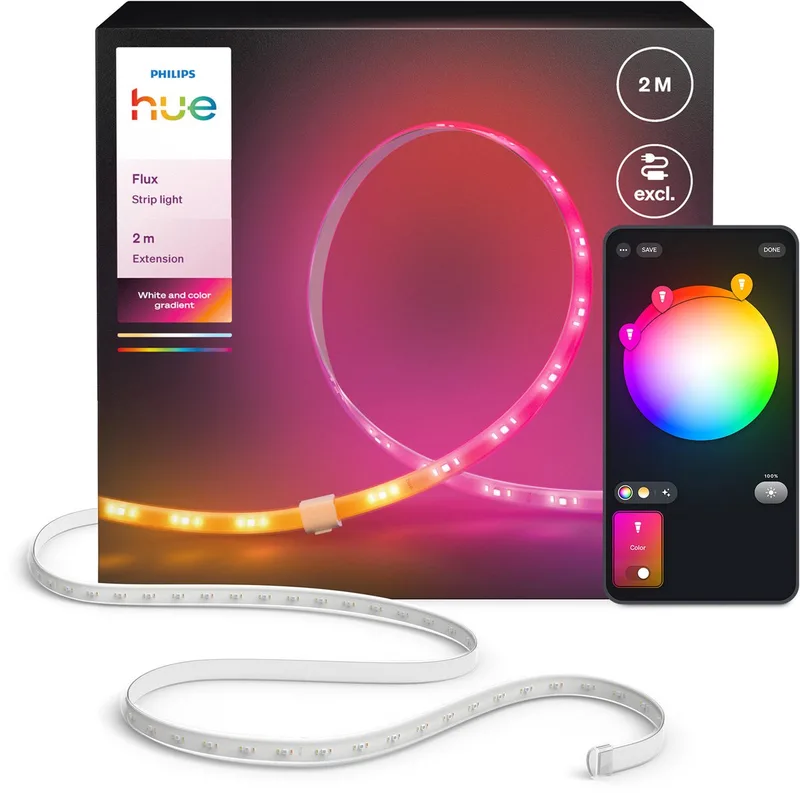 Flux LED strip verlenging - 2 meter verlengstrip - Eenvoudige installatie - en gekleurd licht - Chromasync™ technologie fra Philips Hue i Hvid – produktbillede