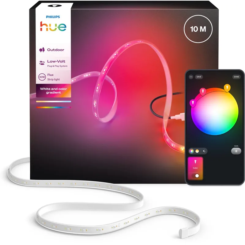 Flux LED strip voor buiten 10 m, Nauwkeurige kleurovergangen van Chromasync™ Helder, echt licht 3000 lumen von Philips Hue in Weiß – Produktfoto 1 von 2