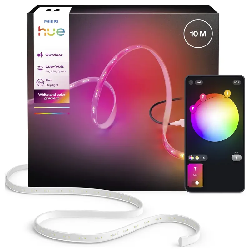 Flux LED strip voor buiten 10 m, Nauwkeurige kleurovergangen van Chromasync™ Helder, echt licht 3000 lumen von Philips Hue in Weiß – Produktfoto 2 von 2