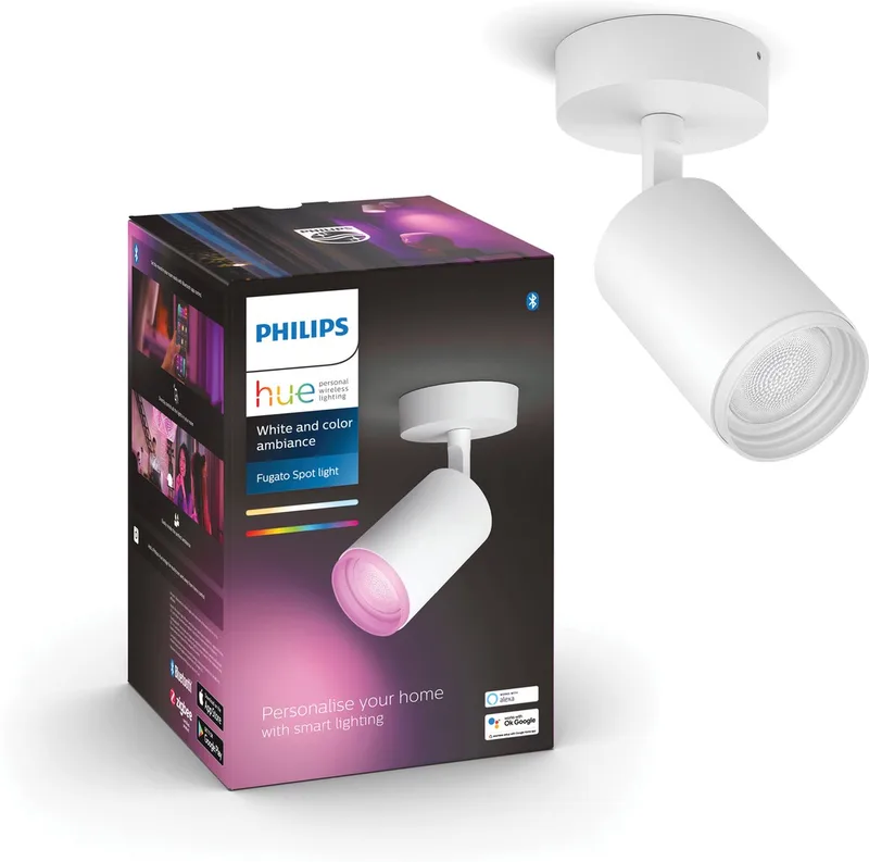 Fugato opbouwspot - wit en gekleurd licht - 1-spot - wit von Philips Hue in Weiß – Produktfoto 1 von 3