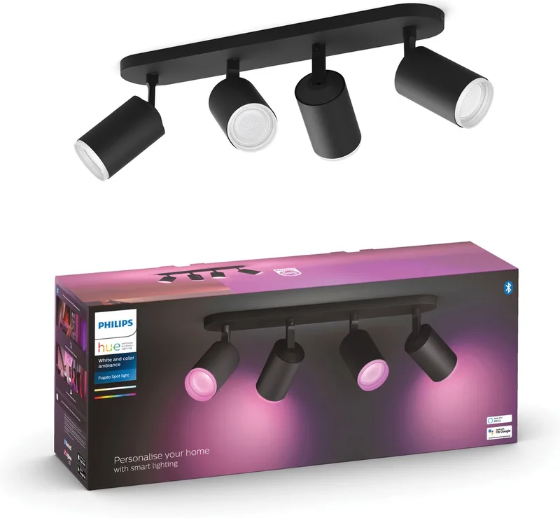Fugato opbouwspot - wit en gekleurd licht - 4-spots by Philips Hue in Black – product photo